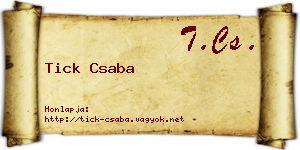 Tick Csaba névjegykártya